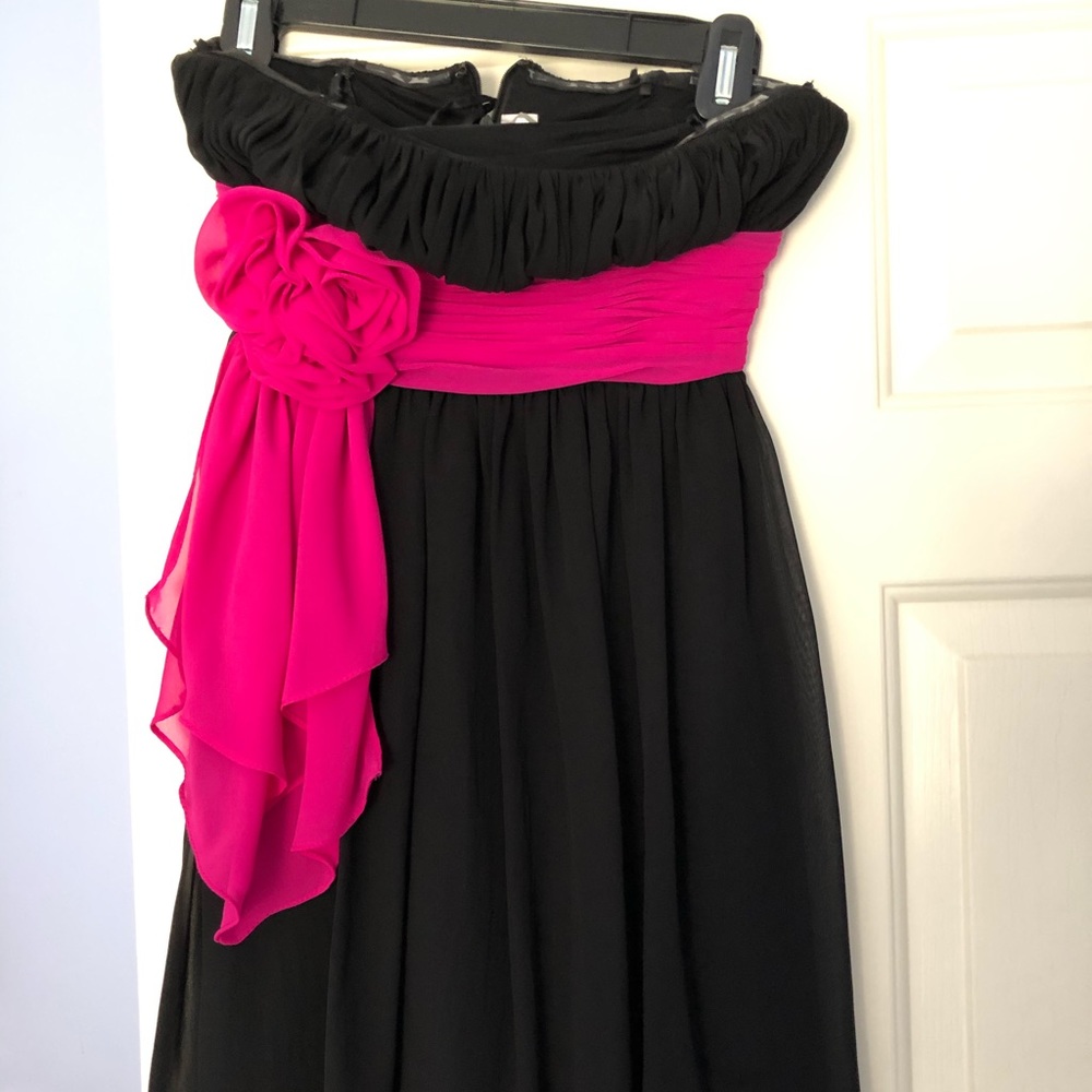 Black dress with pink sash